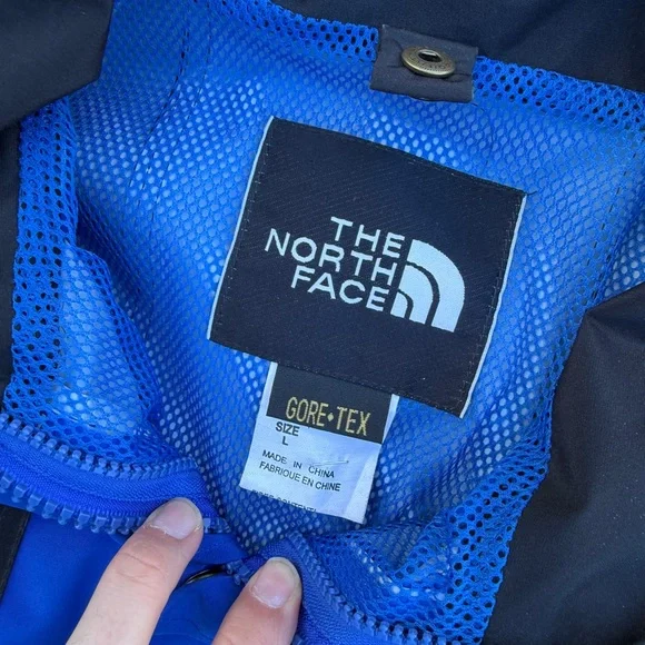 Vintage 90s North Face Black & Blue Gore Tex Rain Jacket - Picture 4 of 7